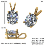 2.88 CT Oval Elite Diamond Pendant (Without Chain)