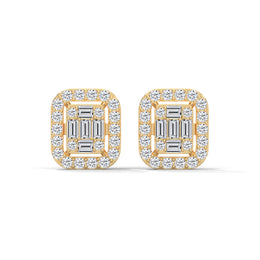 Baguette & Round Diamond Stud Earrings | 0.58 ct Lab-Grown Diamonds