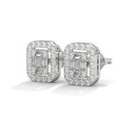 Baguette & Round Diamond Stud Earrings | 0.58 ct Lab-Grown Diamonds