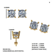 Cushion-Cut Diamond Solitaire Stud Earrings | 2.50 ct Total