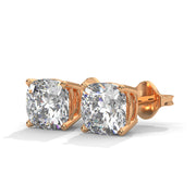 Cushion-Cut Diamond Solitaire Stud Earrings | 2.50 ct Total
