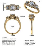 Diamond Halo Trilogy Ring