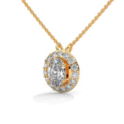 Elegant Oval Pendant with Diamond Halo Design