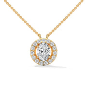 Elegant Oval Pendant with Diamond Halo Design
