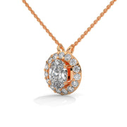 Elegant Oval Pendant with Diamond Halo Design