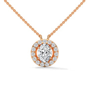 Elegant Oval Pendant with Diamond Halo Design