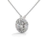 Elegant Oval Pendant with Diamond Halo Design