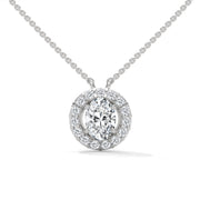Elegant Oval Pendant with Diamond Halo Design