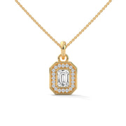 Emerald Lab Grown Diamond Pendant with Halo Setting