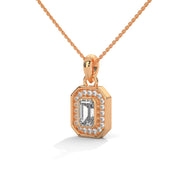 Emerald Lab Grown Diamond Pendant with Halo Setting