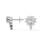 Floral Halo Drop Diamond Earrings