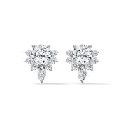 Floral Halo Drop Diamond Earrings