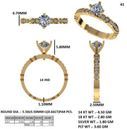 Lab-Grown Diamond Engagement Ring | 0.66 ct Center with Side Stones