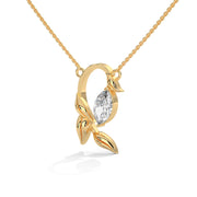 Marquise Lab Diamond Leaf Design Necklace with Chain