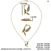 Marquise Lab Diamond Leaf Design Necklace with Chain