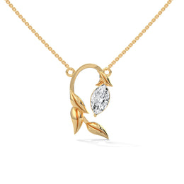 Marquise Lab Diamond Leaf Design Necklace with Chain
