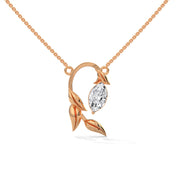 Marquise Lab Diamond Leaf Design Necklace with Chain