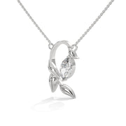 Marquise Lab Diamond Leaf Design Necklace with Chain