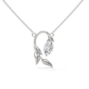 Marquise Lab Diamond Leaf Design Necklace with Chain