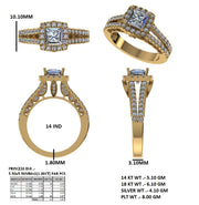 Princess-Cut Diamond Halo Engagement Ring