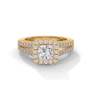 Princess-Cut Diamond Halo Engagement Ring