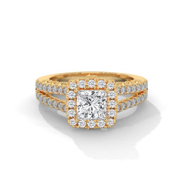 Princess-Cut Diamond Halo Engagement Ring