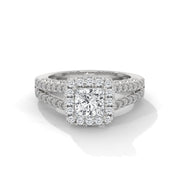 Princess-Cut Diamond Halo Engagement Ring