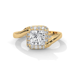 Princess-Cut Lab-Grown Diamond Halo Engagement Ring with Twisted / Split Shank