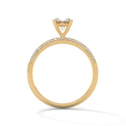 Rhodium-Plated Engagement Ring with Oval Center Stone & Triple Micro-Pavé Sides