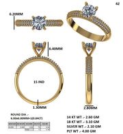 Rhodium-Plated Engagement Ring with Oval Center Stone & Triple Micro-Pavé Sides