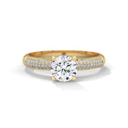 Rhodium-Plated Engagement Ring with Oval Center Stone & Triple Micro-Pavé Sides