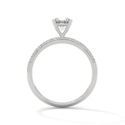 Rhodium-Plated Engagement Ring with Oval Center Stone & Triple Micro-Pavé Sides