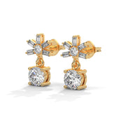 Starburst Diamond Drop Earrings | Round & Baguette Lab-Grown Diamonds