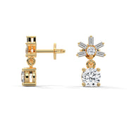 Starburst Diamond Drop Earrings | Round & Baguette Lab-Grown Diamonds