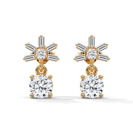 Starburst Diamond Drop Earrings | Round & Baguette Lab-Grown Diamonds