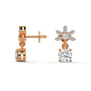 Starburst Diamond Drop Earrings | Round & Baguette Lab-Grown Diamonds