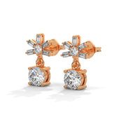 Starburst Diamond Drop Earrings | Round & Baguette Lab-Grown Diamonds