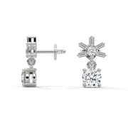 Starburst Diamond Drop Earrings | Round & Baguette Lab-Grown Diamonds