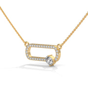 Anek | Elegant Cylindrical Diamond Pendant with Oval Accent