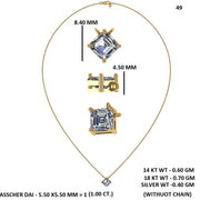 Asscher-Cut Diamond Solitaire Pendant (Without Chain)