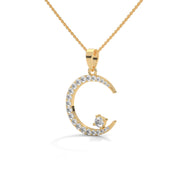 Circular Moon Charm Diamond Pendant