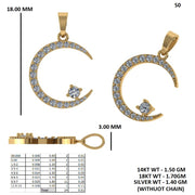 Circular Moon Charm Diamond Pendant