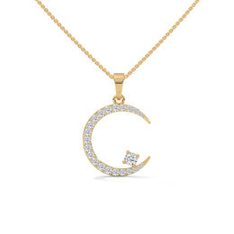 Circular Moon Charm Diamond Pendant