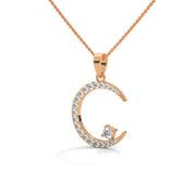 Circular Moon Charm Diamond Pendant