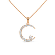 Circular Moon Charm Diamond Pendant
