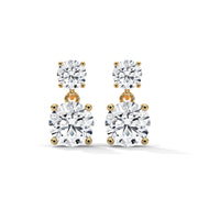 Classic Two-Stone Diamond Drop Earrings | Gold & Round Diamonds