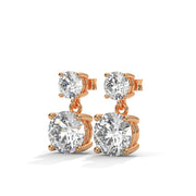 Classic Two-Stone Diamond Drop Earrings | Gold & Round Diamonds