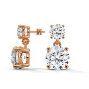 Classic Two-Stone Diamond Drop Earrings | Gold & Round Diamonds