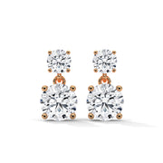 Classic Two-Stone Diamond Drop Earrings | Gold & Round Diamonds