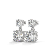 Classic Two-Stone Diamond Drop Earrings | Gold & Round Diamonds